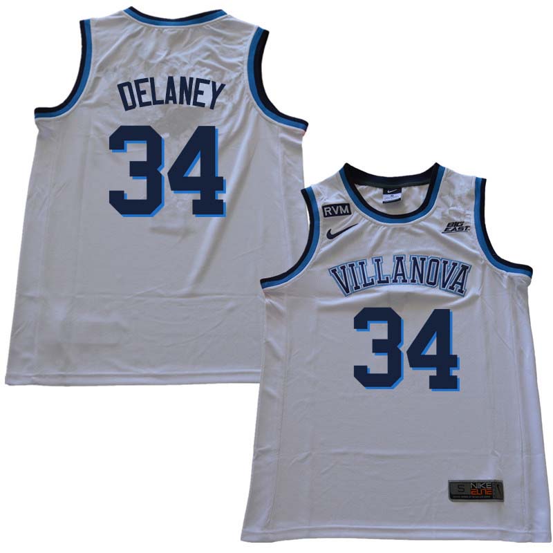 2018 Men #34 Tim Delaney Willanova Wildcats College Basketball Jerseys Sale-White - Click Image to Close